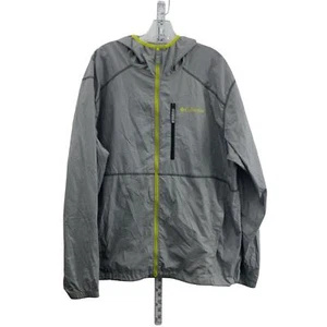 Cortavientos con capucha Columbia amarillo plateado cremallera completa para hombre, L, usado - Imagen 1 de 5