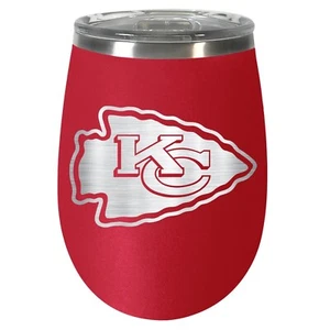 KANSAS CITY CHIEFS NFL 10 OZ RED STAINLESS STEEL WINE DRINK TUMBLER FREE SHIP - Picture 1 of 2