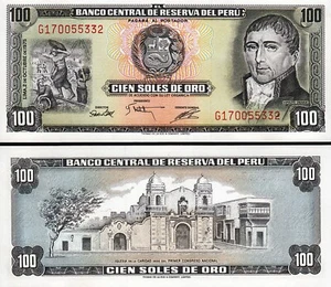 Perù 100 Soles De Oro 1975, UNC, P-108, 3 firme, prefisso G - Foto 1 di 3