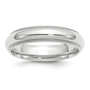 10K White Gold 5mm Milgrain Comfort Fit Band Ring - Picture 1 of 4