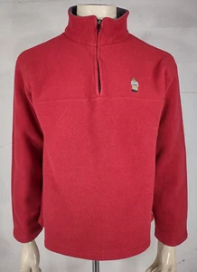 De Colección Polo Ralph Lauren Rojo Bordado Oso de Peluche Cresta 1/4 Cremallera Vellón Para Hombre Grande - Imagen 1 de 10