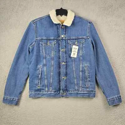 Chaqueta vaquera Levis Sherpa Trucker para hombre pequeña S azul denim abrigo exterior logotipo nueva con etiquetas B Foto 1 de 4