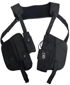 Overt Duty Shoulder Harness Radio Baton Equipment Holders Black Police Security - Picture 1 of 10