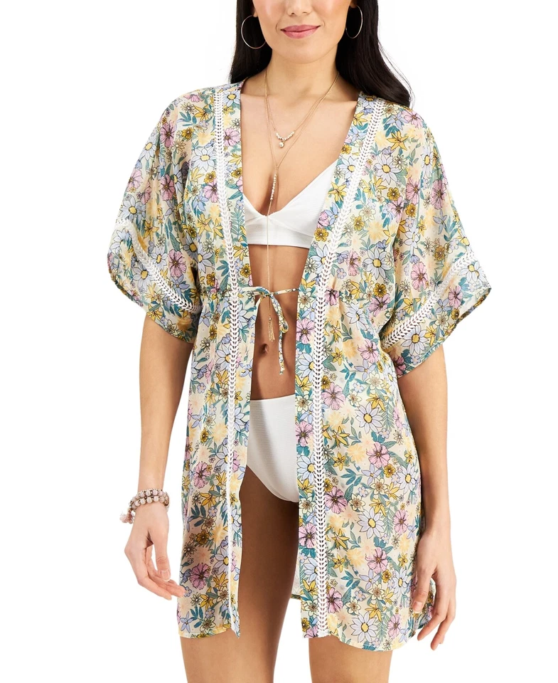 MSRP $38 Miken Juniors Floral-Printed Kimono Cover-Up Multicolor Size Small - Image 1 of 1