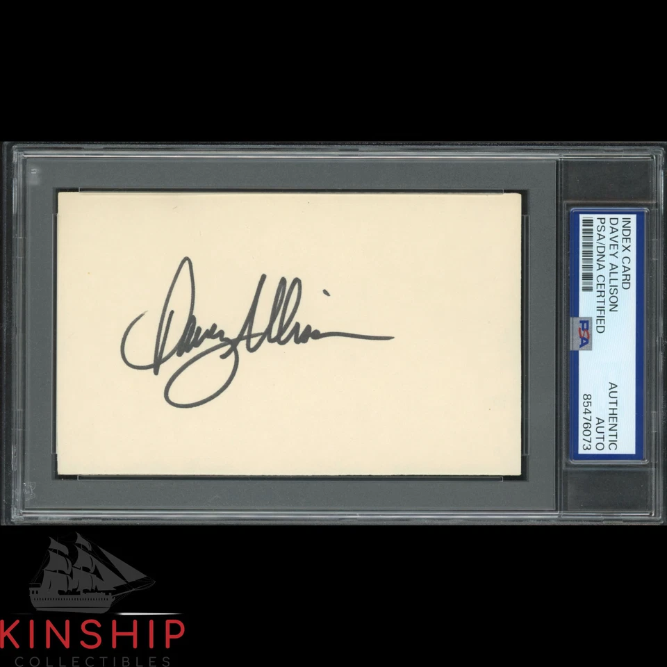 Davey Allison signed 3x5 Index Card PSA DNA Slabbed NASCAR Auto C4009 - Image 1 of 1