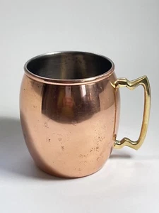 Vintage Copper Mug with Brass Handle Mule Cup 4'' L Made In India Beautiful - Picture 1 of 5