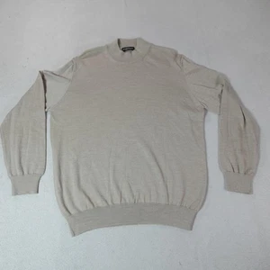 Joseph & Clyman Sweater Mens Large Beige Merino Wool Crewneck Lightweight Preppy - Picture 1 of 12
