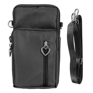 (Black)Small Side Shoulder Bag Multiple Pockets Sling Backpack Cell Phone Pu WA - Picture 1 of 12