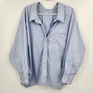 MABLE Long Sleeve Button Front Shirt Oversized Womens Size Medium Large Blue - Picture 1 of 5