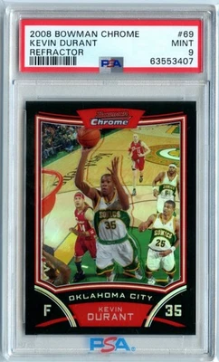 Bowman 2008 refractor cromado #69 Kevin Durant #/499 PSA 9 raro poco pop Foto 1 de 2