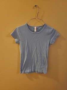 American Apparel Girl Cute Light Blue Stylish short Sleeve T-Shirt Size S - Picture 1 of 6
