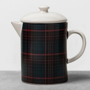 Plaid Beverage Server Coffee Tea Pot Blue/Red Checkered Hearth & Hand Magnolia - Picture 1 of 3