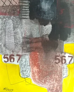 MICHEL BLAZQUEZ. ORIGINAL Abstraktes GEMÄLDE HANDARBEIT auf schwerem Papier. Kubanische Kunst - Bild 1 von 5