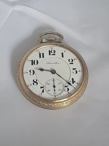 1919 HAMILTON 17j 16s Grade 972 RR Pocketwatch Keystone J Boss 10K GF Case RUNS - Picture 1 of 24