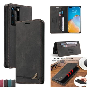 Leather Card Slot RFID-Blocking Wallet Case For Huawei Honor 50 Lite 9x P40 Pro - Picture 1 of 16