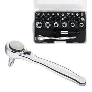 1/4 Mini Ratchet Set 28pcs Right Angle Screwdriver and Bit with Metric Socket... - Picture 1 of 9
