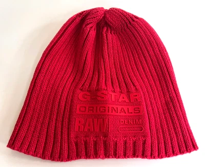 G Star RAW COLLIN Originals Beanie Hat in Harvard Red Cotton Knit BNWT - Image 1 of 4