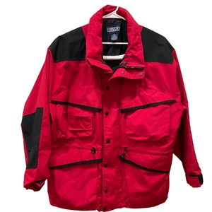 XL Lands End Men's Waterproof Squall Parka Red 45-46 hood pockets vented zippers - Picture 1 of 24