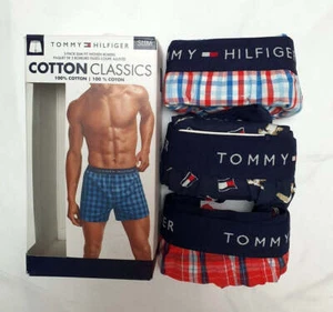 Tommy Hilfiger Men's 100% Cotton Slim Fit Boxers 3-Pack Multicolour - Foto 1 di 2