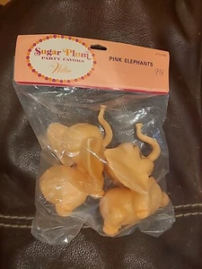 Lote de 4 adornos para pasteles cabeza elefante rosa favores fiesta ciruela azúcar Wilton de colección nuevo en paquete - Imagen 1 de 2