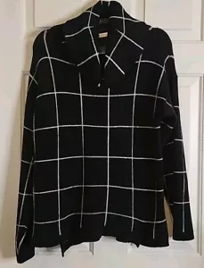Kirundo Grid Pattern Black Turtleneck Drop Shoulder Sweater Size Large Geometric - Picture 1 of 10