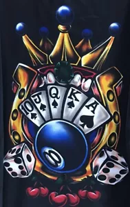 Vintage 90's No Bounderies Mens Club Shirt Vegas Large Black 8 Ball Dice Cards - Picture 1 of 4