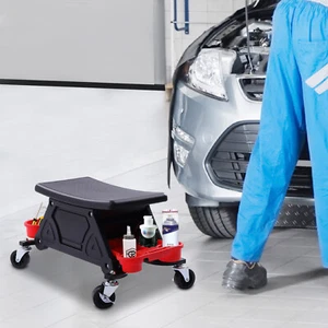 Werkstatthocker Fahrbarer Werkstatt Rollsitz Werkstattsitz mit Rollen Ablagen - Bild 1 von 14