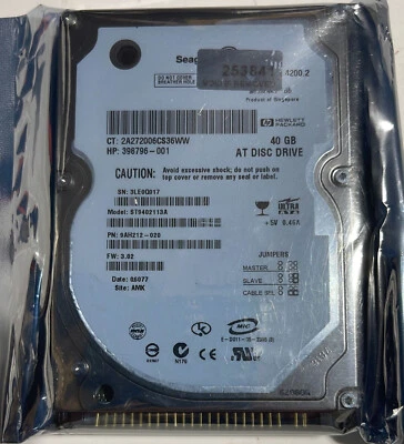 ST9402113A SEAGATE 40GB  PN: 9AH212-020 SN: 3LE1LJ2D DONOR DRIVE *TESTED* - Image 1 of 2