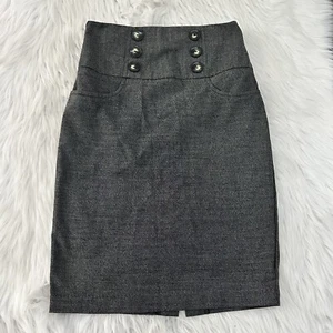 BCX Womens Double Row Button Pencil Skirt Zip Back Size 3 Career Office - Picture 1 of 8