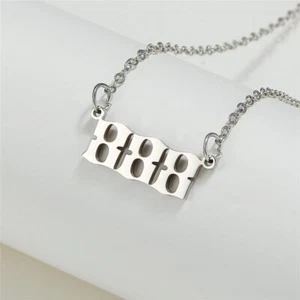 Silver 888 Angel Number Necklace, Jewelry Charms Minimalist Stainless Steel - Picture 1 of 7