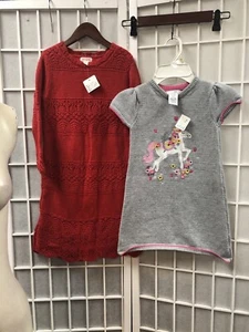 Cat & Jack / Nula Bug,Girls,Dresses(2),Gray/Red, Knitted,Decorated, Size M/L.: - Picture 1 of 11