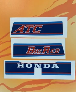 1983 Honda ATC200E Big Red Rear Fender Decals Sticker 83 ATC 200E 3pc set HB101 - Bild 1 von 2