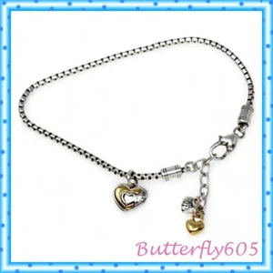 Brighton Golden Spring Two Tone Heart Retired Anklet - Picture 1 of 5