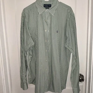 Mens Polo Ralph Lauren Classic Fit Green Striped Button Down Dress Shirt Size XL - Picture 1 of 3