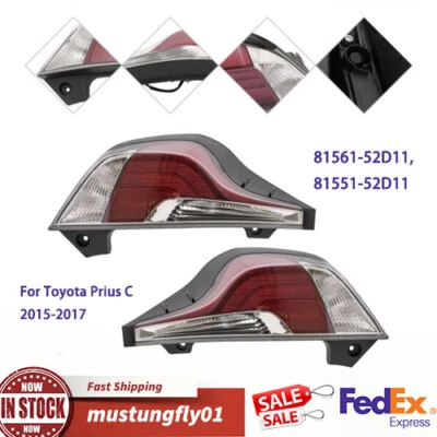 Pair LED Halogen Tail Light Assembly Set For 2015-2017 Toyota Prius C Left+Right - Imagem 1 de 4