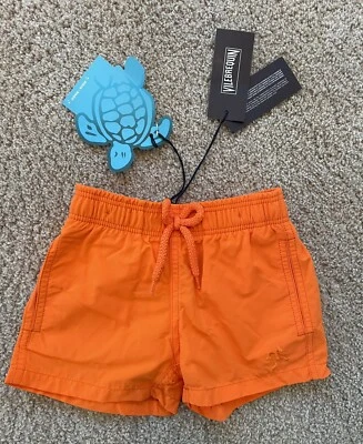 NWT Authentic VILEBREQUIN Swim Trunks - WATER REACTIVE - 2 YEARS - KIDS - ORANGE - Image 1 of 4