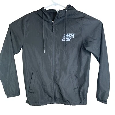 Santa Cruz Black Lightweight Hooded Windbreaker Jacket With Drawstring & Zip Clo - Image 1 of 4