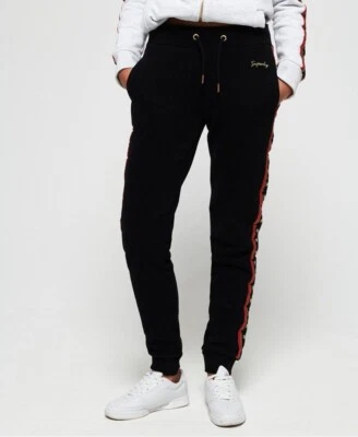 SUPERDRY NEW SIZE 6 WOMENS BLACK ROCK STAR SIDE STRIPE JOGGERS - Image 1 of 4