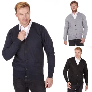 Botón de punto para hombre Suéter Cardigan Jersey casual Sobre cuello en V Tallas de golf M-2XL - Imagen 1 de 4