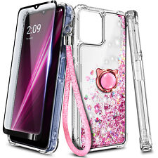 For OnePlus Nord N300 5G Case, Glitter Phone Cover with Tempered Glass & Lanyard