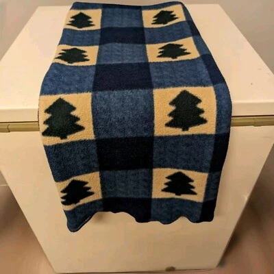 Homemade Evergreen Blanket Throw Rustic Cabin Fleece Blue White Black Checked  - Image 1 of 4