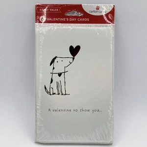 Puppy Dog w/ Red Heart Nice To Know You Valentine's Day 6-Pack Greeting Cards - Picture 1 of 2