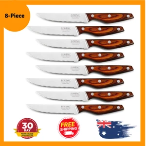 8-Piece German High Carbon Stainless Steel Steak Knife Set with Pakkawood Handle - Picture 1 of 9