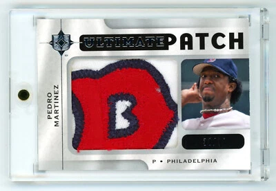 2009 UD Ultimate Pedro Martinez Jumbo Game Used Jersey Logo Patch 33/35 HOF SP - Image 1 of 3