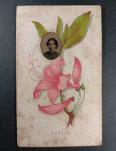 Tarjeta álbum CDV miniatura tipo gema - niña en color Prang Azalia - dulce - Imagen 1 de 3