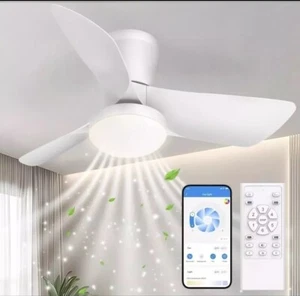 Acesal 30” Inch Low Profile Ceiling Fan with Light, Reversible, APP & Remote - Picture 1 of 9