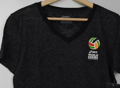 LRG MUJER TOP PLAYA VOLEIBOL SERIE MUNDIAL ASICS CAMISA NEGRO GRIS BLUSA GIMNASIO  Foto 1 de 4