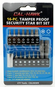 16pc Security Torx Bit Set Tamper Proof Star T5 T7 T10 T15 T20 T25 T30 T40 T50 - Picture 1 of 5
