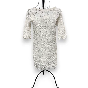 Sam&Lavi Damen Minikleid weiß Häkelspitze 3/4 Arm mit weißem Tank Gr. S Boho - Bild 1 von 18