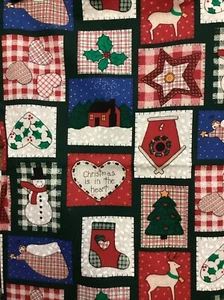 Tessuto Vintage Tradizioni Natale Tessuto Cotone #5328 Finto Patchwork 1 iarda 44”w - Foto 1 di 7